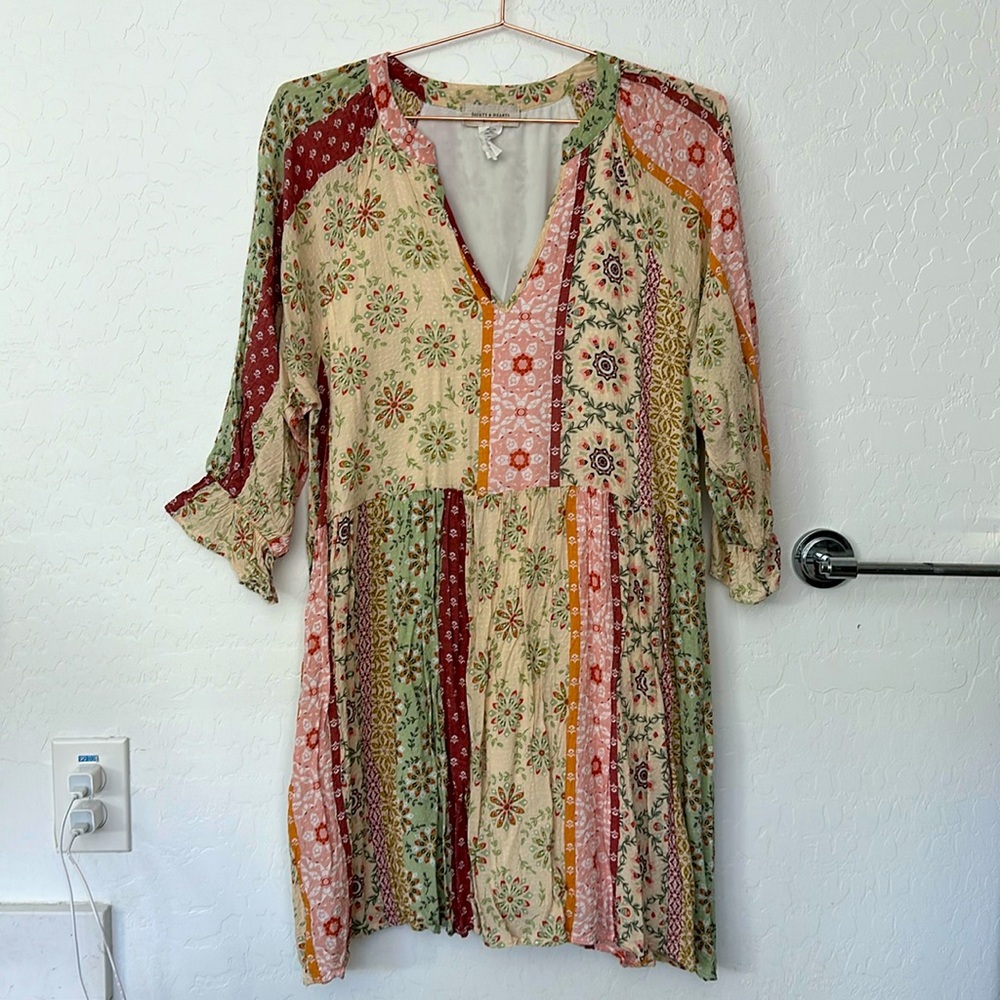 Floral patchwork mini dress